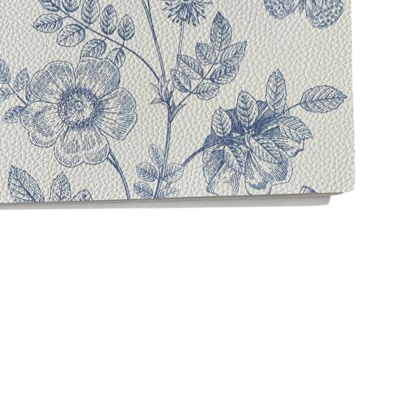 Mint & Ivy Faux Leather Placemats 13x18 Blue & White Floral Butterfly Set of 4 - Picture 8 of 10